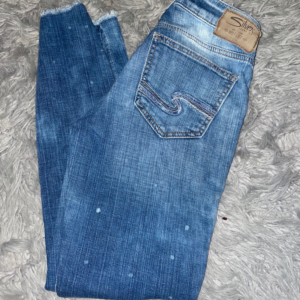 Silver skinny jeans!